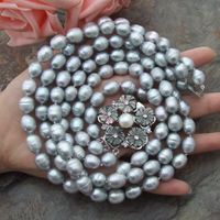 Blume Lua Grau Perlen Kette Echt 1cm Collier Perle Halskette