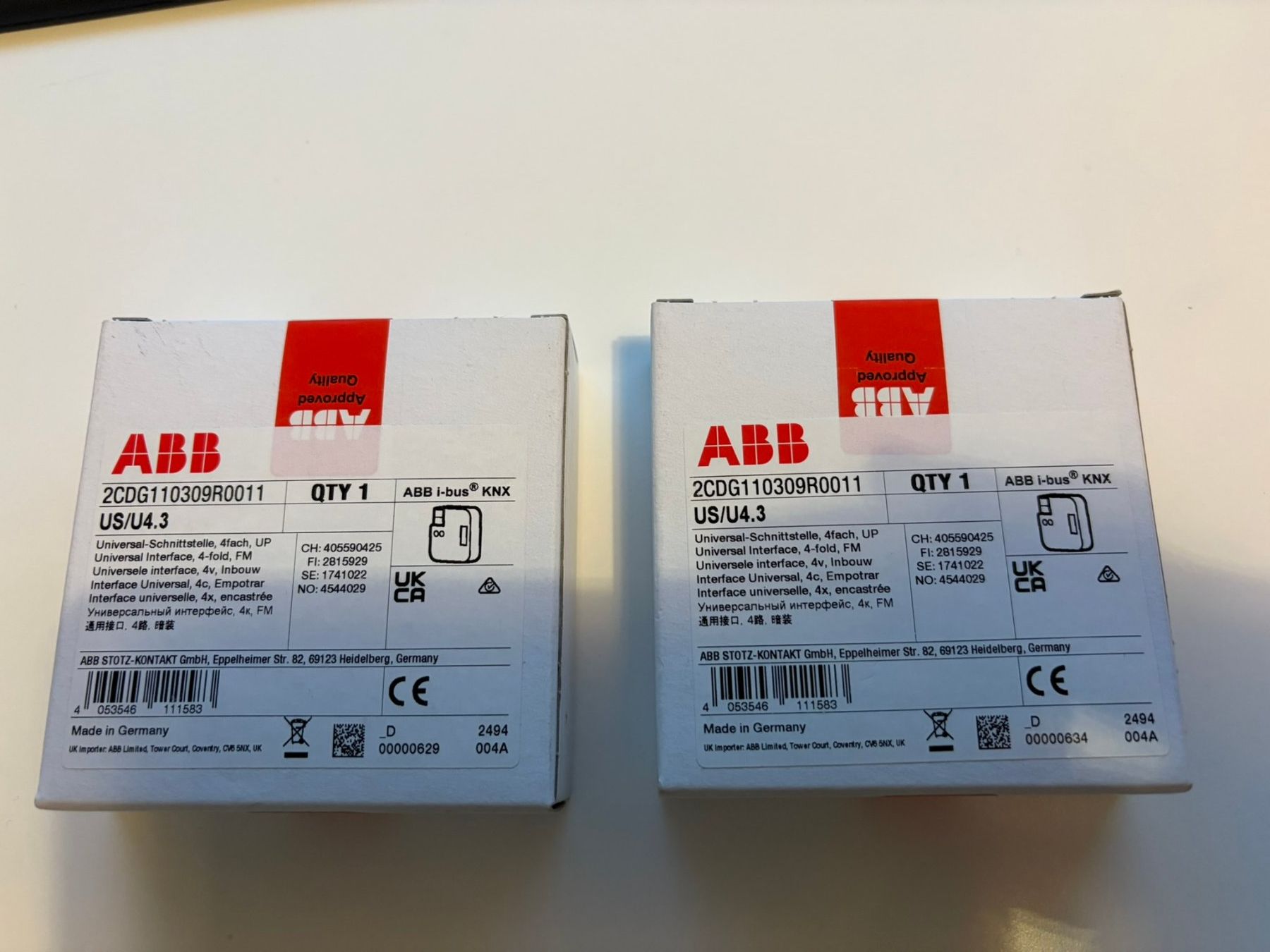 ABB Componenti elettronici: KNX ABB US/U4.3 (2 Stück) – Nuovo e nell'imballaggio originale da Beringen venduto da ebli37