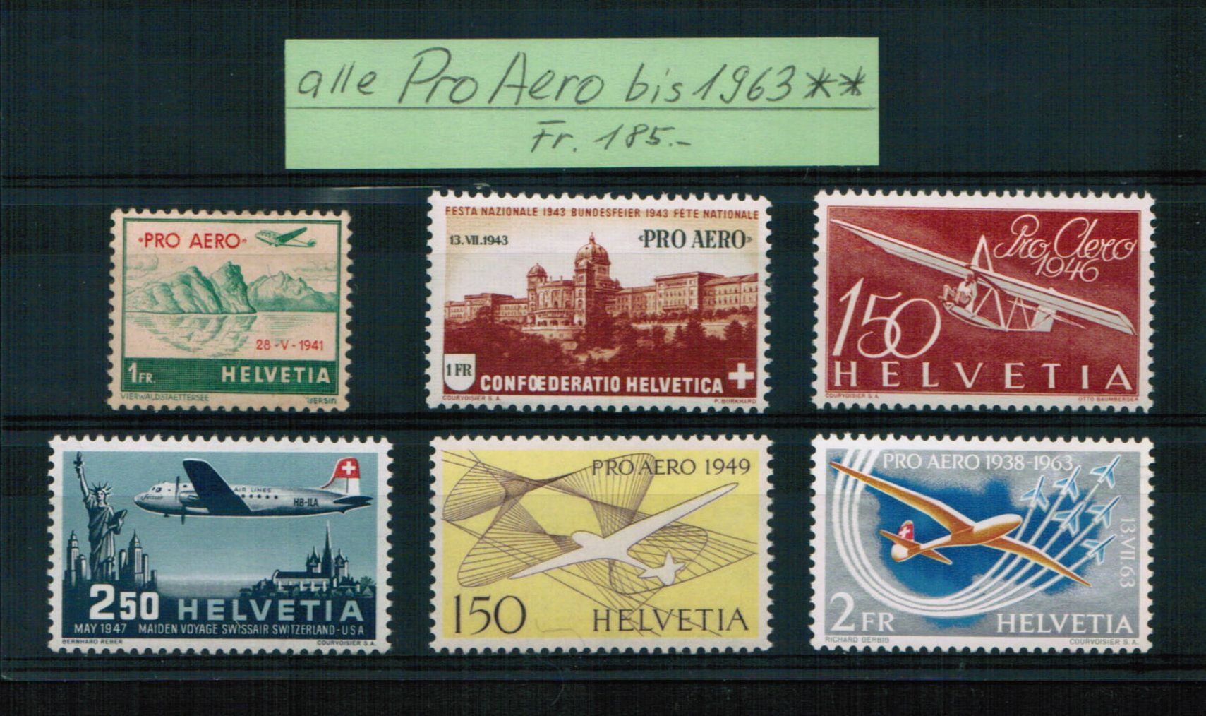 Alle Briefmarken: Flugpost - die 6 Pro Aero bis 1963 ** postfrisch – Neu (gemäss Beschreibung) aus Bern von peri02