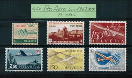 Flugpost - die 6 Pro Aero bis 1963 ** postfrisch