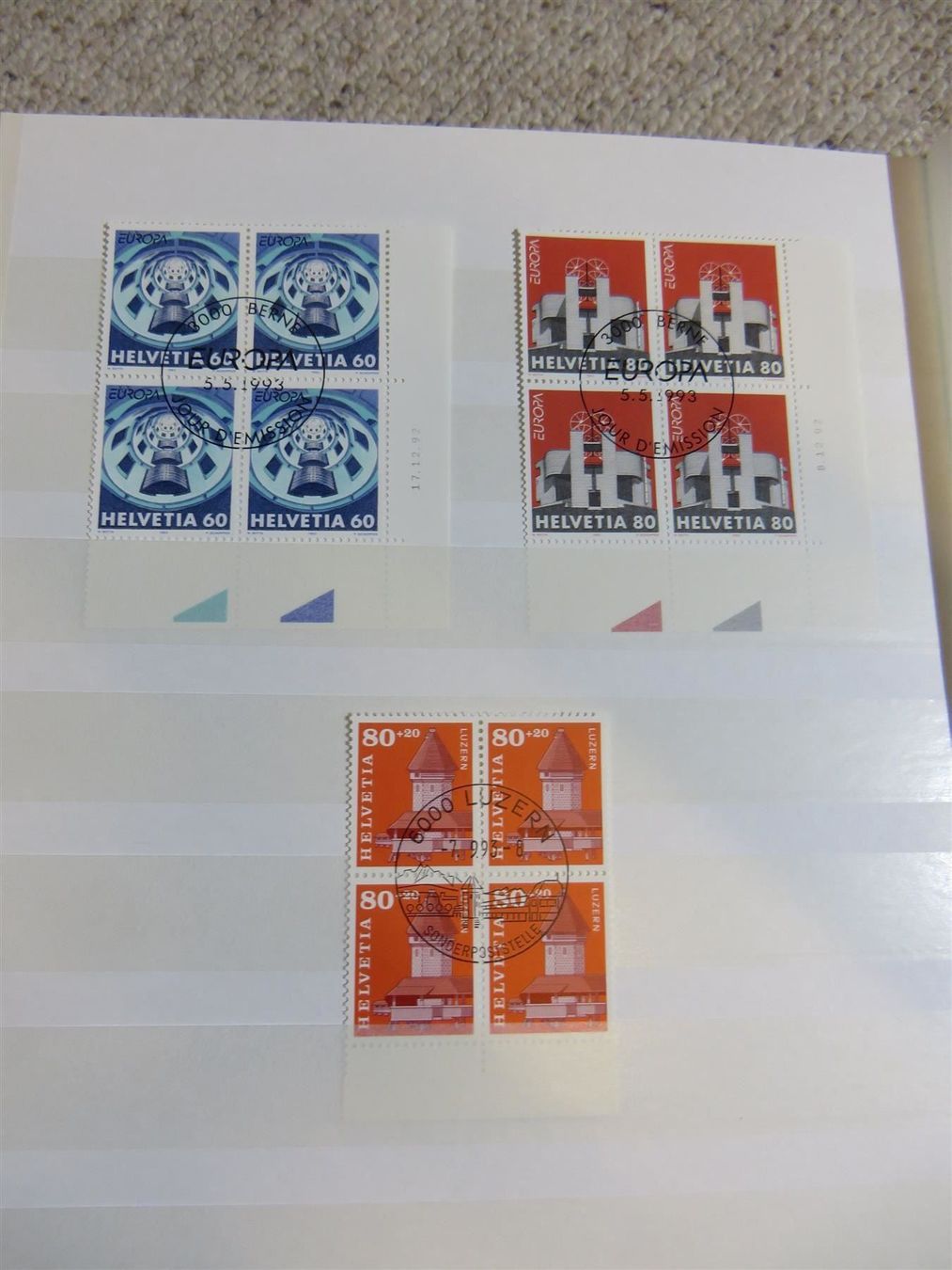 Alle Briefmarken: 1993 4er-Blocks ET inkl. PJ + PP – Gebraucht aus Spiez von Crazyduck 2
