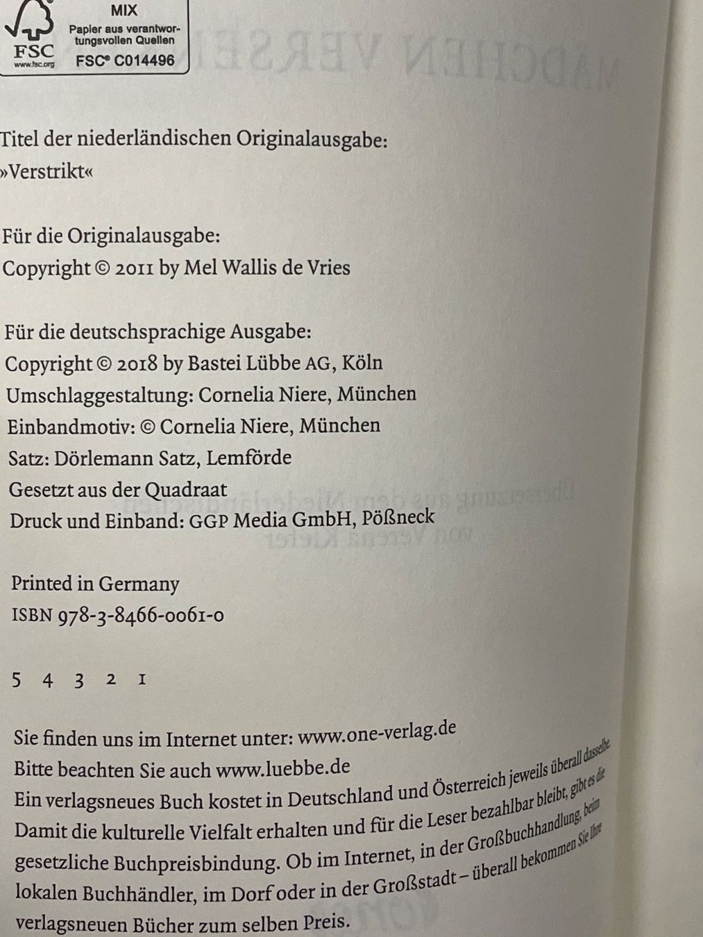 Libri: MEL WALLIS DE VRIES - Mädchen Versenken (2018) – Usato da Frasnacht venduto da GracyStore 1