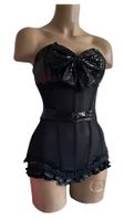 Schwarzes Corset mit Pailletten Corsage sexy Gr. L/XL