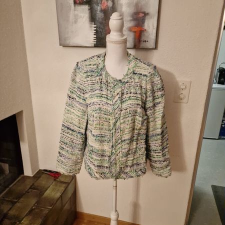 WEILL Tweed Jacke grün/weiss/blau Gr. 42