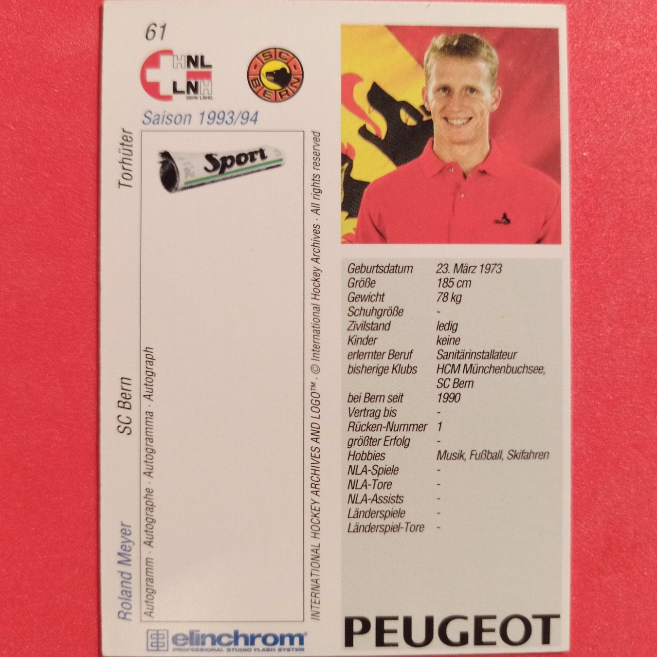 Carte collezionabili: Roland Meyer - SC BERN CARD - 1993/94 – Usato da Dübendorf venduto da kb86_MOVIE 1