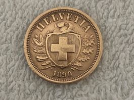 2 centimes/Rappen 1890 B Abart