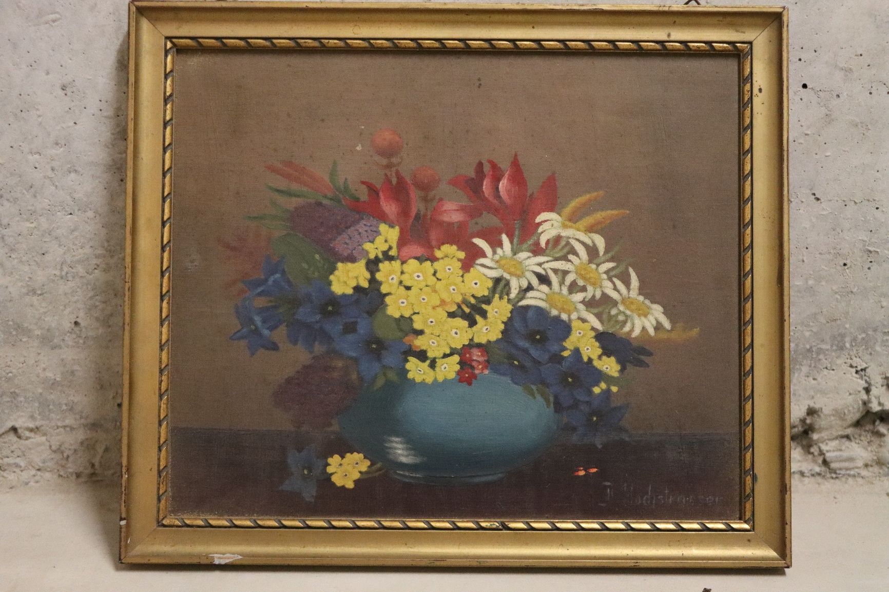 Gemälde: Strauss mit Alpenblumen- D.Hochstrasser – Gebraucht aus Schlierbach von ann_b9kt