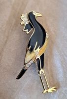Broche vintage email et strass - oiseau des îles