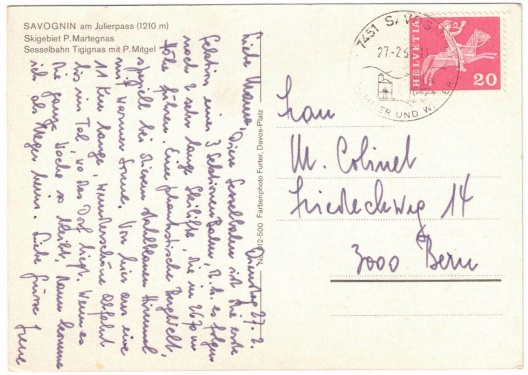 Cartoline postali: Savognin - Sessellift Tiginas – Usato da Binningen venduto da Mountainrider 1