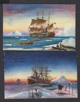 Neujahr -2 alte Neujahrskarten Motiv Segel - Schiff, um 1910