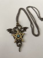 Drachen Anhänger Halskette mit Stern, Modeschmuck cool