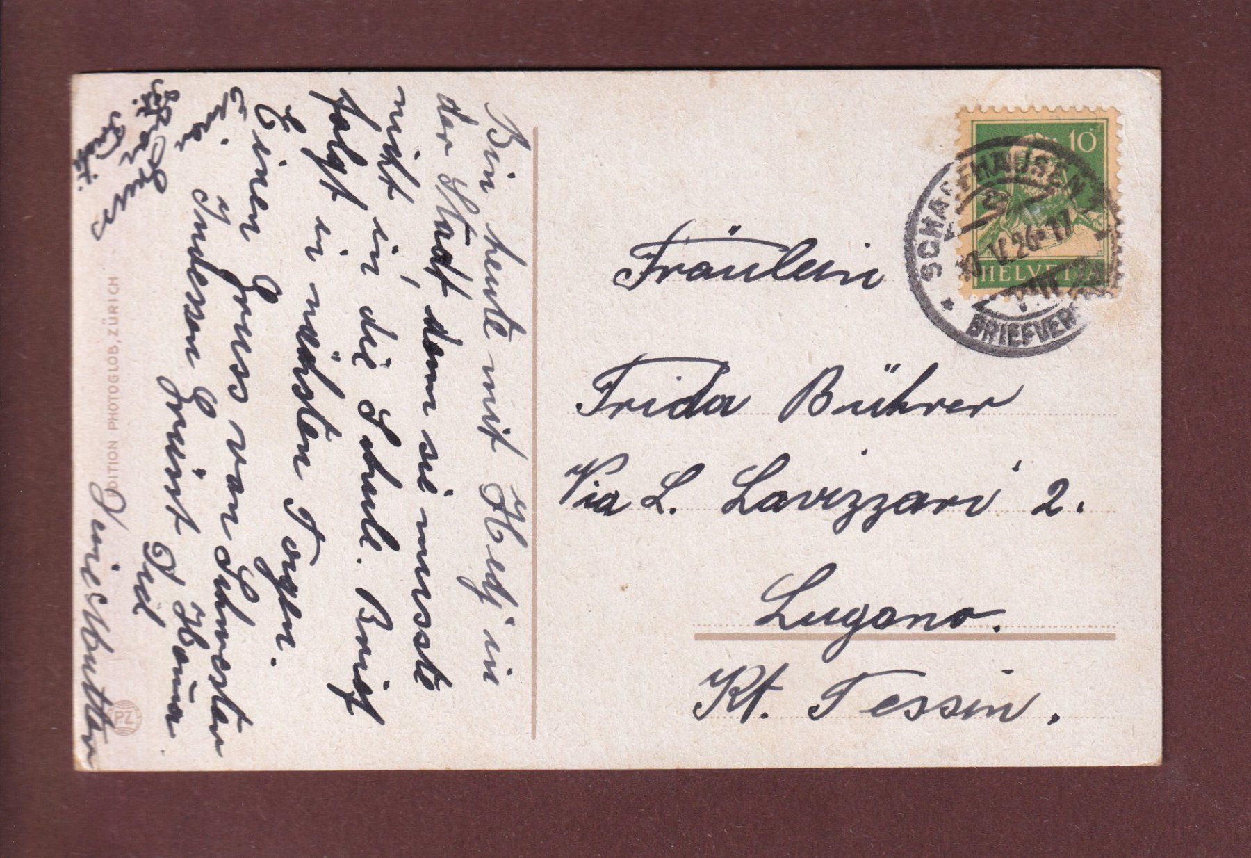 Cartoline postali: SCHAFFHAUSEN - 1926 – Usato da Pully venduto da nicecards 1