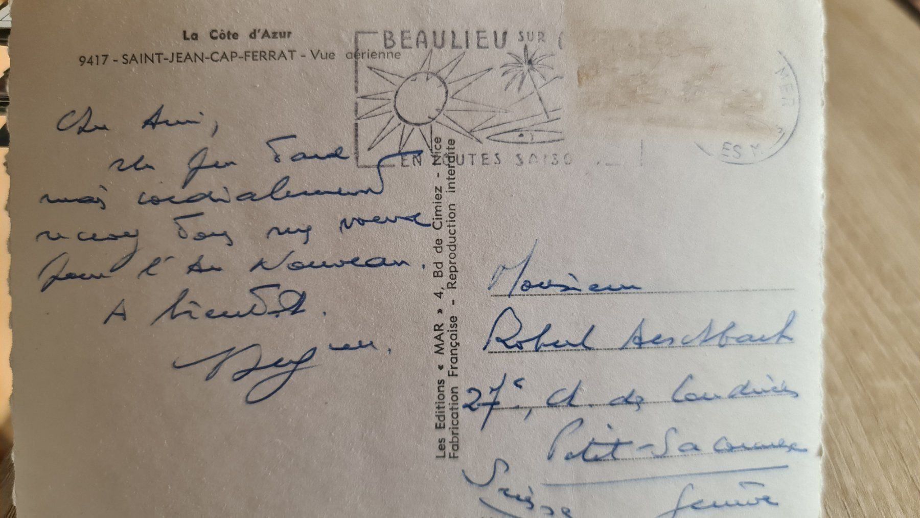 Cartoline postali: Ansichtskarte Côte d'Azur – Usato da Dintikon venduto da Vexi 1