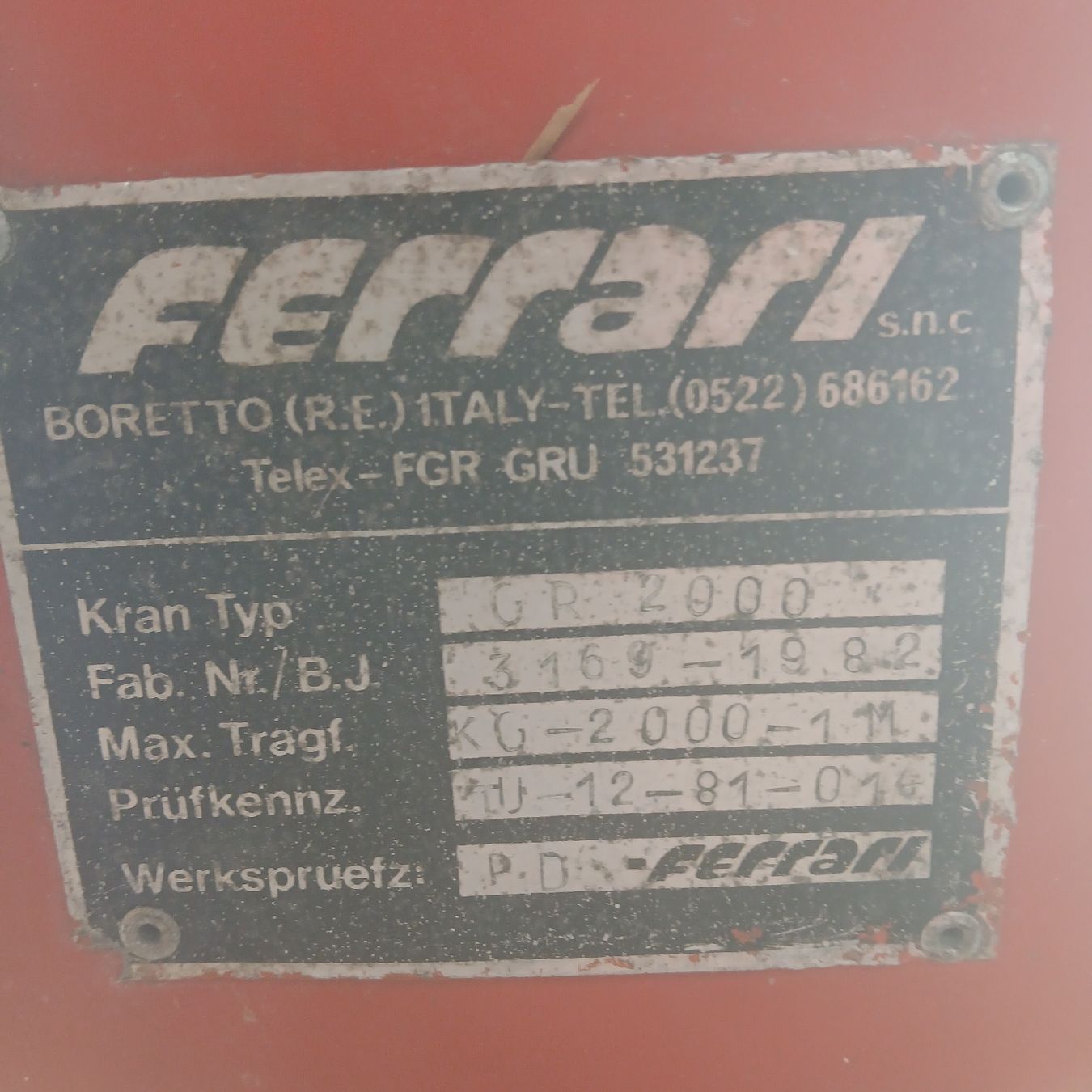 Gru: Kran – Usato da Gibswil venduto da tegli81 5