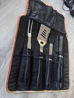 Grillbesteck-Set 4-teilig mit Tasche  Edelstahl  BBQ