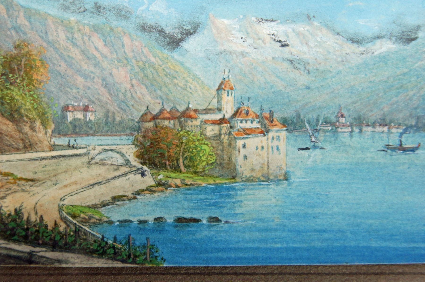 Dipinti: Miniatur Schloss Chillon – ein Bijoux! – Usato da Geroldswil venduto da ARTEFACTO 2