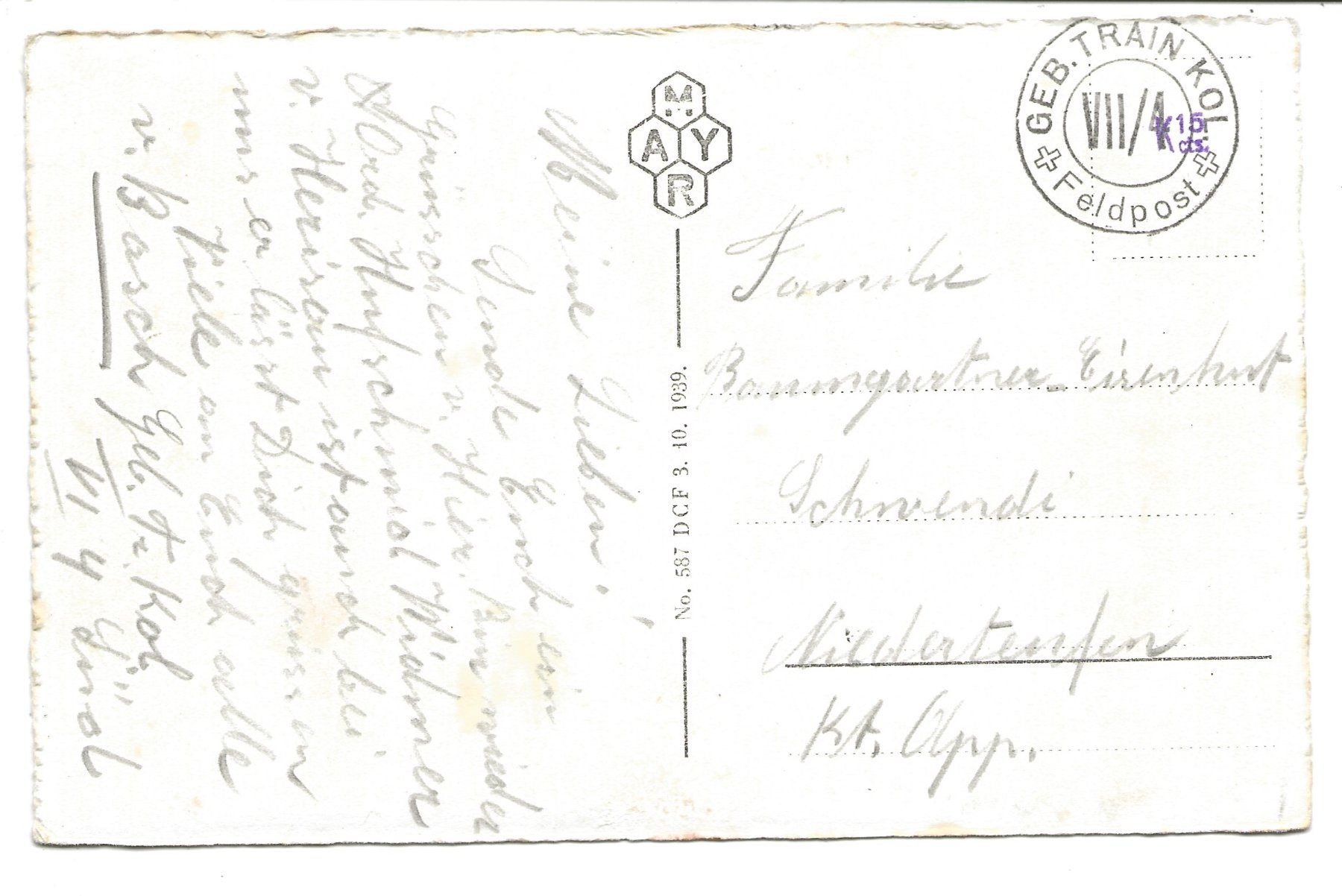 Cartoline postali: Rivera (TI) verso Monte Ceneri - Tanksäule - Feldpost Train – Usato da Engelburg venduto da Cartophil 1