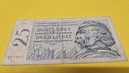 Tschechoslowakei 25 Kronen Banknote 1961 - Rarität!