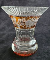 Kristall Vase geschliffen mit Schliffdekor und Bernsteinglas