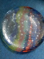 wunderschöne Glasplatte gross bunt 45,5 cm Glas Schale