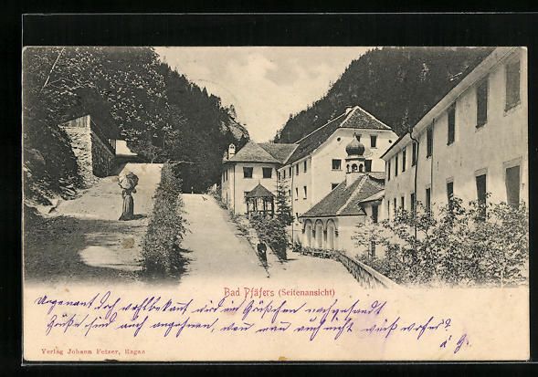 Cartoline postali: Bad Pfäfers, Strassenpartie in der Orts – Usato da Berlin venduto da bartko-reher