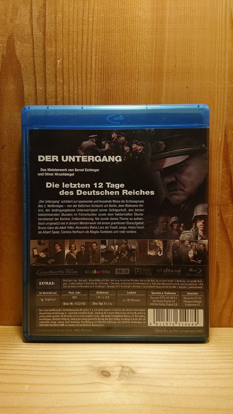 Tutti i DVDs: DER UNTERGANG Blu-Ray mit Bruno Ganz – Usato da Wilderswil venduto da Exebub 1