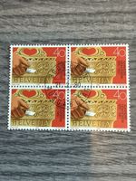 Schweiz Briefmarke Helvetia 1980 Viererblock Top Zustand!