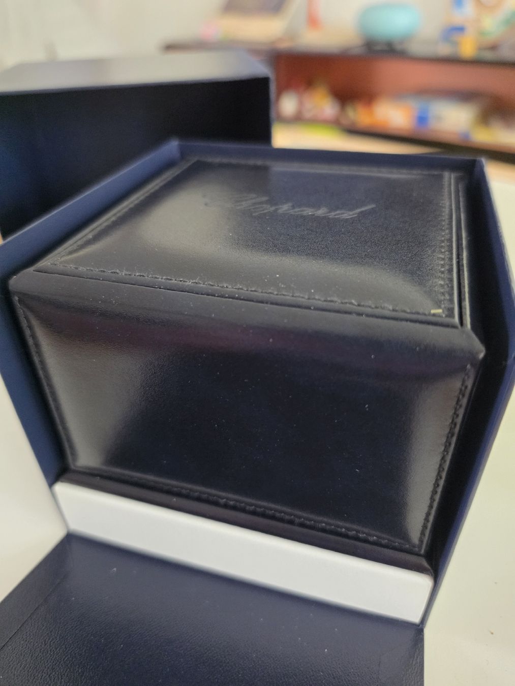 Chopard Scatole porta orologi: Chopard Uhr Box dunkelblau – Usato da Wädenswil venduto da kiki48 2