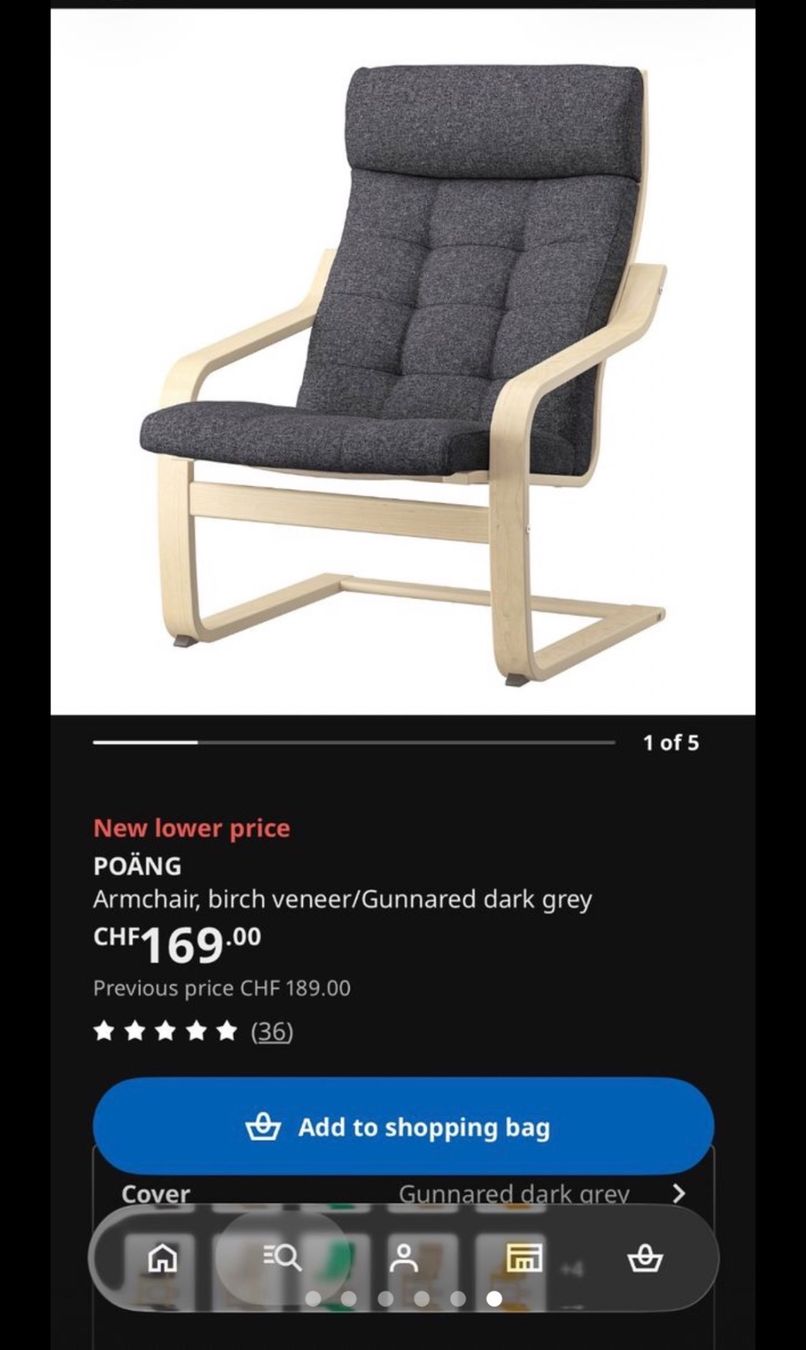 Ikea Poltrone pensili da giardino: POÄNG Sessel Dunkelgrau – Nuovo (secondo la descrizione) da Zürich venduto da Ptomas15 2