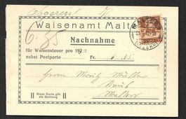 Malters illustrierte Nachnahme Postkarte Waisenamt 25.1.1932