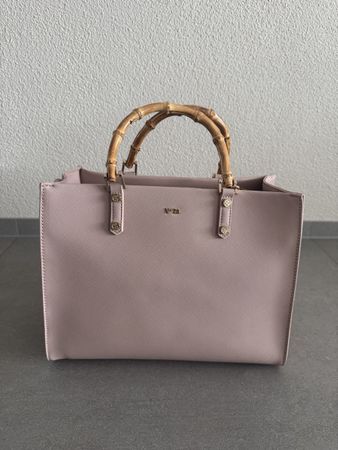 Tasche V°73 hellrosa mit Bambushenkel und Umhängeriemen neu