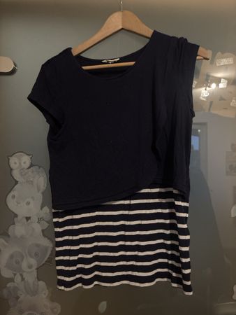 Damen Still T-Shirt Dunkelblau gestreift Grösse M