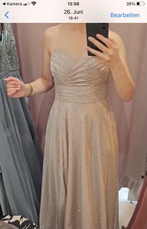 Abendkleid JAKES glitzernd champagne Grösse 34 