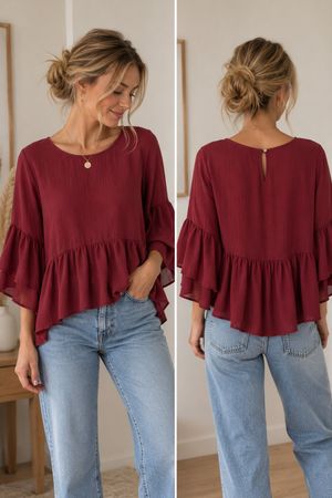 Damen Bluse Vero Moda Grösse S weinrot