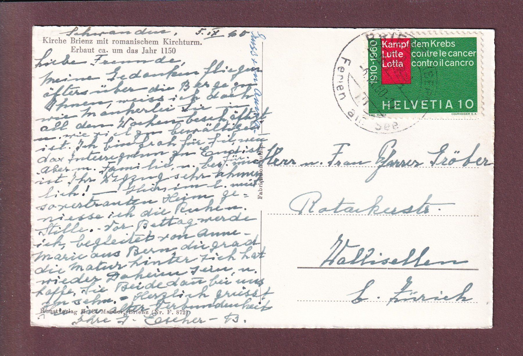 Cartes postales: BRIENZ - Kirche - 1960 – D'occasion à Pully par nicecards 1