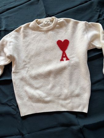 Pullover Ami Alexandre Mattiussi weiss mit Herz Logo