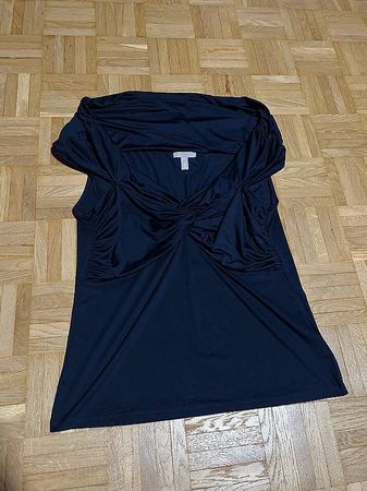 H&M Damen Cocktailkleid Schulterfrei Dunkelblau L