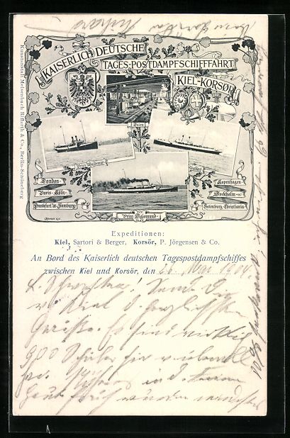 Cartoline postali: Kaiserlich Deutsche Tages-Postdampfschif – Usato da Berlin venduto da bartko-reher