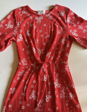 Pull and Bear Dress Red Floral Pattern
