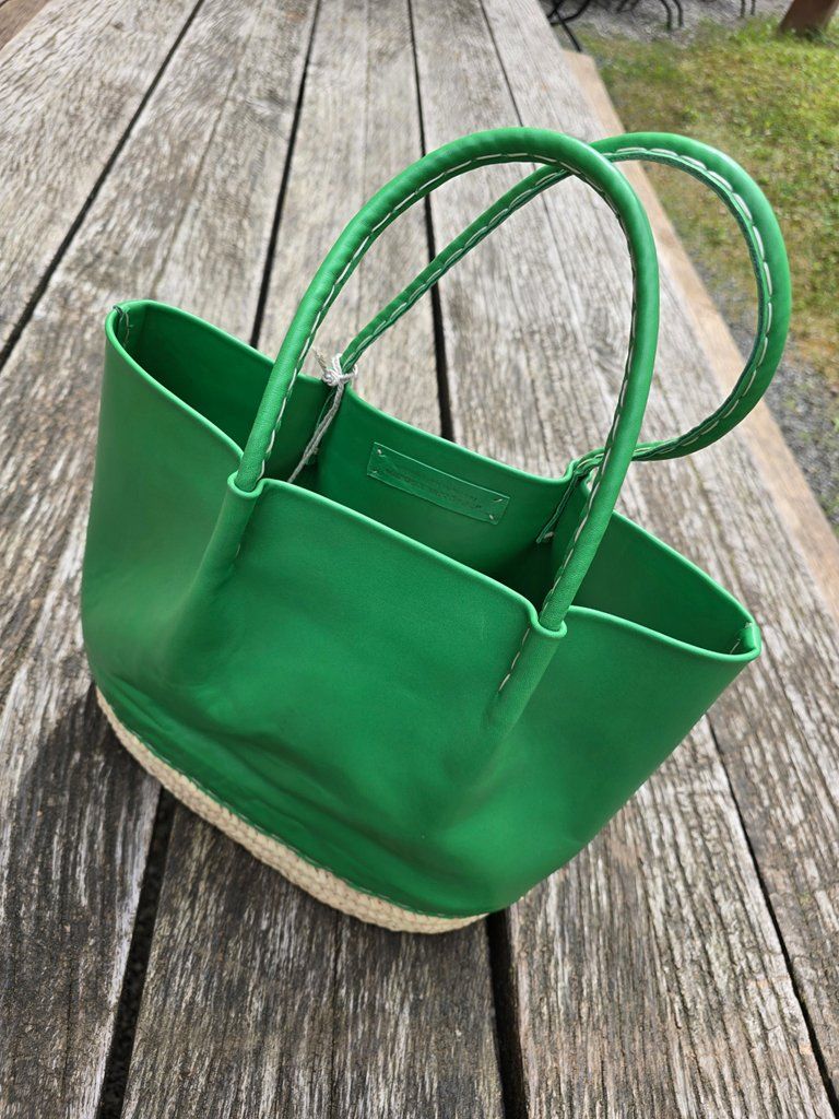 Taschen für Damen: Korb: Korbtasche Leder grün-ANGEBOT – Neu (gemäss Beschreibung) aus Romanshorn von Rachacha 2
