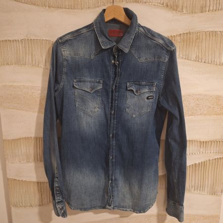 Camicia jeans Gas blu denim manica lunga usato buono