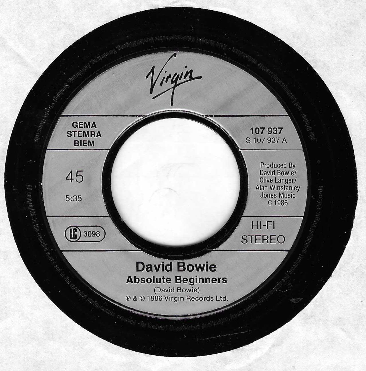 Schallplatten: DAVID BOWIE  -  ABSOLUTE BEGINNERS – Gebraucht aus Bex von Giorgiob 2