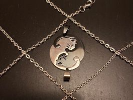 Partner Amulett/ Anhänger Yin  Yang Katzen