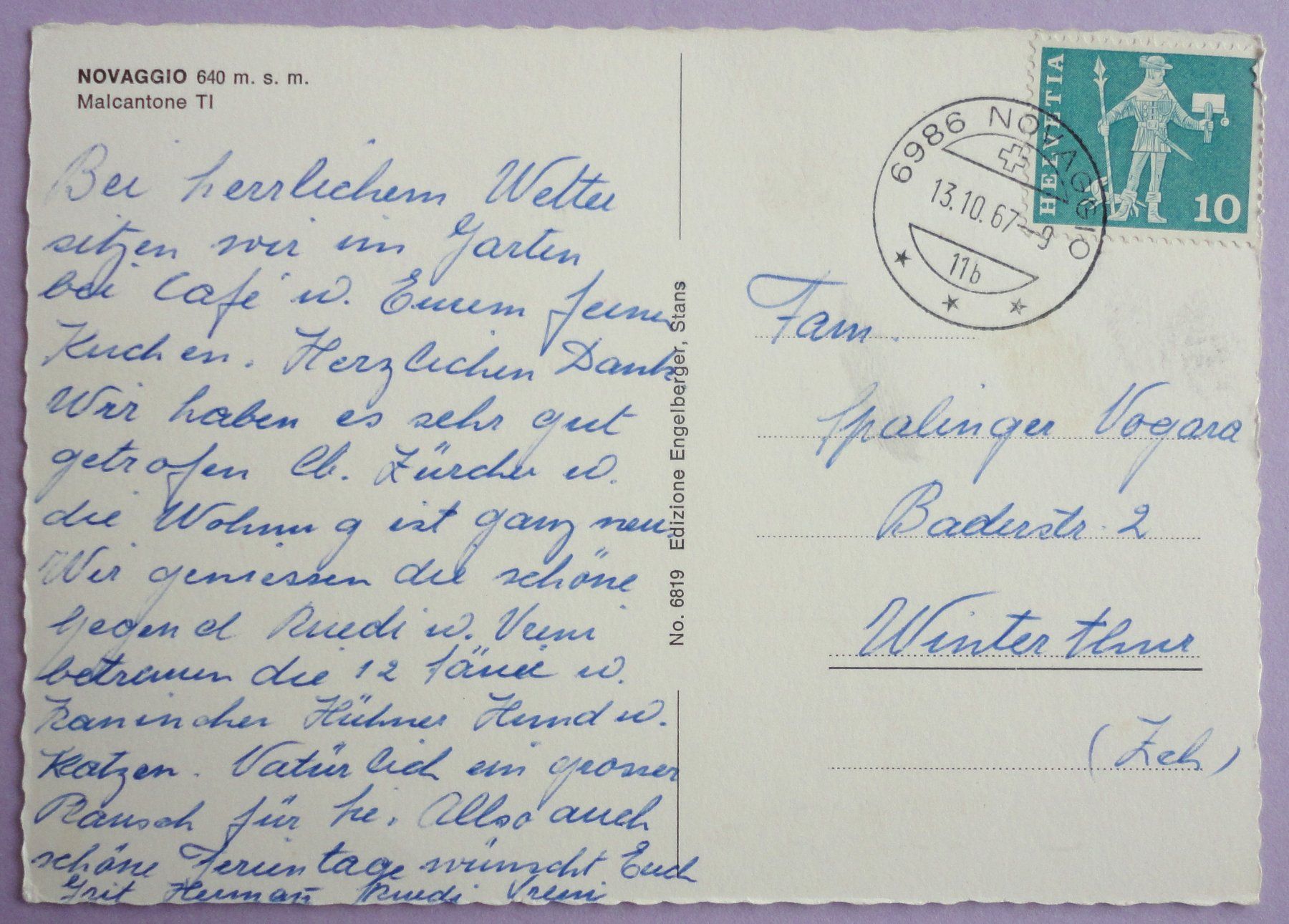Cartoline postali: Novaggio 640 m s.m., Malcantone – Difettoso da Fétigny venduto da Billy2miny 1