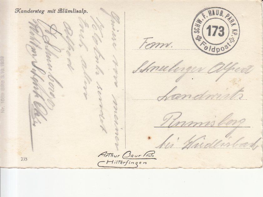 Cartoline postali: Kandersteg ca. 1940 – Usato da Bürglen TG venduto da StampGraf 1