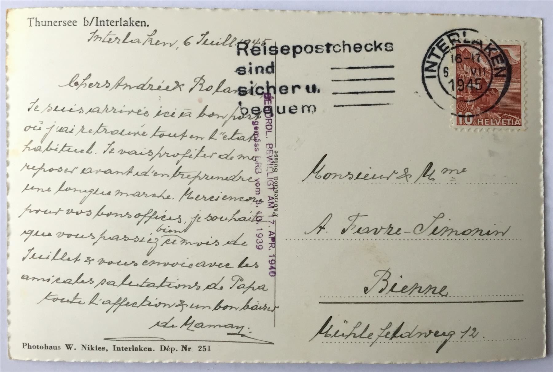 Ansichtskarten: THUNERSEE b/Interlaken – Gebraucht aus Jona von philajona 1