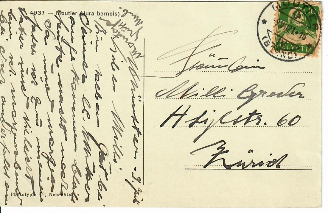 Cartoline postali: Moutier  1921 – Usato da Hochdorf venduto da Ziegel-16 1