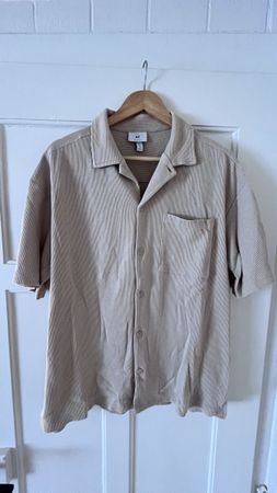 Hemd Relaxed Fit beige kurzarm Grösse L 