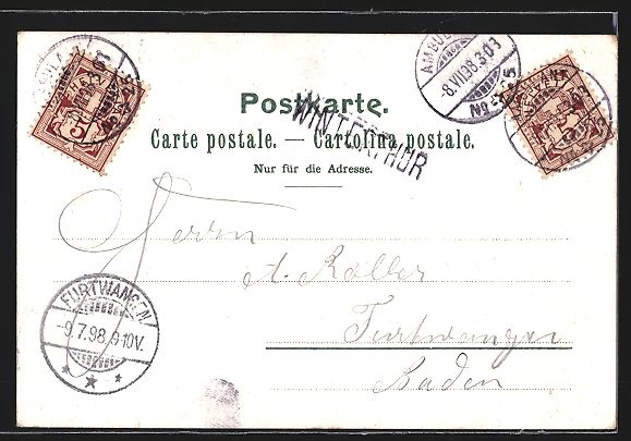 Cartoline postali: Litho Winterthur, Stadthaus, Schloss M – Usato da Berlin venduto da bartko-reher 1