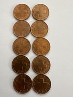 10 x 2 Rappen 1966, Helvetia, Schweizermünze, Top Zustand